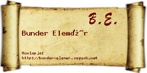 Bunder Elemér névjegykártya